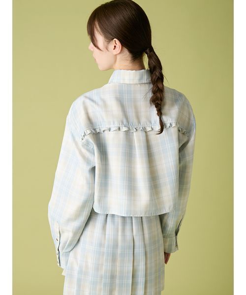 FURFUR（ファーファー） ブラウス シャツ チェック柄クロップドフリル