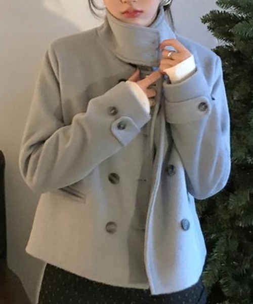 コート アウター ゆるいウールのショートジャケット レディース