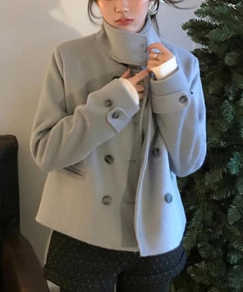 コート アウター ゆるいウールのショートジャケット レディース