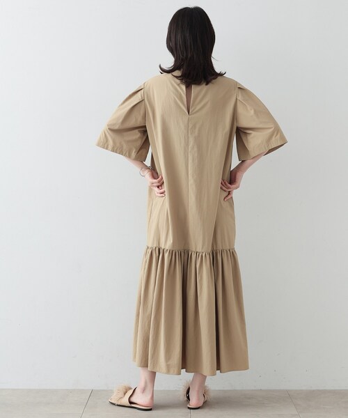 「GALLEST」 半袖ワンピース 38 ベージュ レディース_画像7
