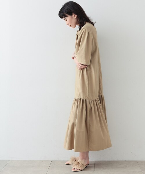 「GALLEST」 半袖ワンピース 38 ベージュ レディース_画像8