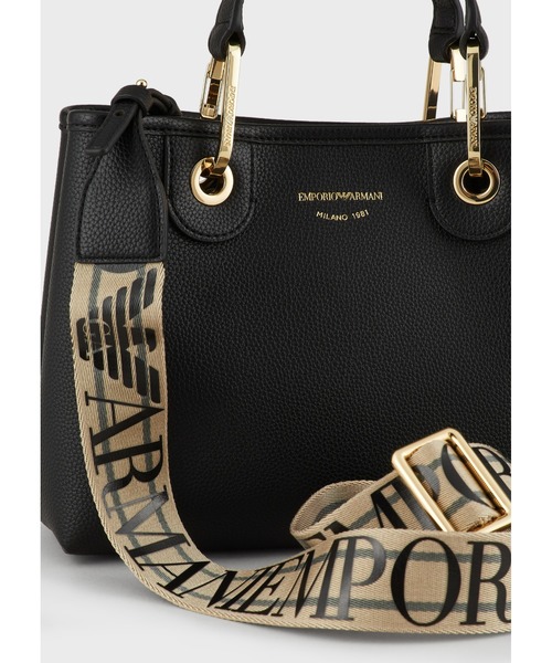 「EMPORIO ARMANI」 ハンドバッグ FREE ブラック×ゴールド レディースの画像