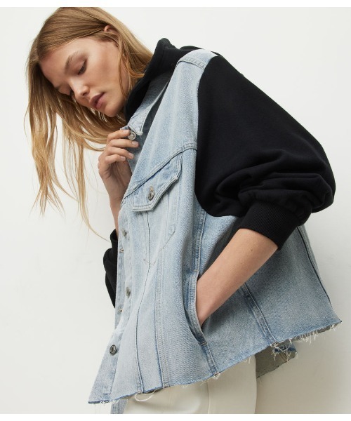 「ALLSAINTS」 デニムジャケット 10 インディゴブルー レディースの画像