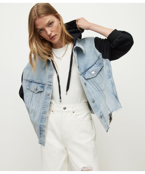 「ALLSAINTS」 デニムジャケット 10 インディゴブルー レディースの画像
