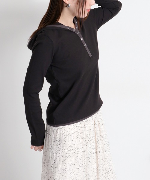 cepo（セポ） パーカー 配色ヘンリーネックパーカープルオーバー