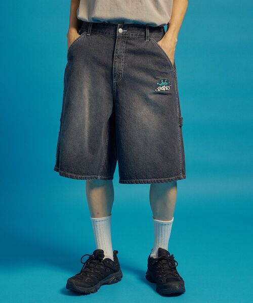 「SEQUENZ」 デニムハーフパンツ MEDIUM ブラック メンズ_画像2