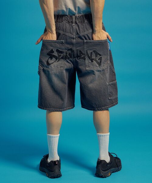 「SEQUENZ」 デニムハーフパンツ MEDIUM ブラック メンズ_画像3