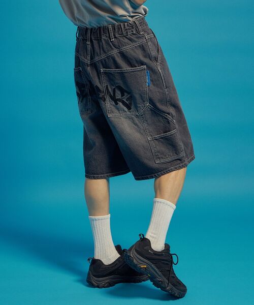 「SEQUENZ」 デニムハーフパンツ MEDIUM ブラック メンズ_画像6