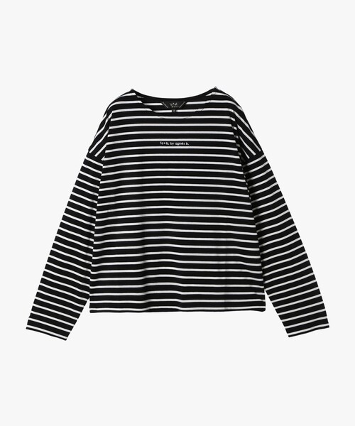 agnes b ボーダー ロンT To b. by agnes tシャツ ボーダー ロゴ 刺繍 長袖 Tシャツ レディース