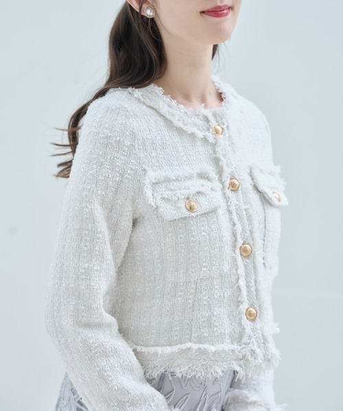 「tocco closet」 ツイードジャケット M サックスブルー レディース_画像8