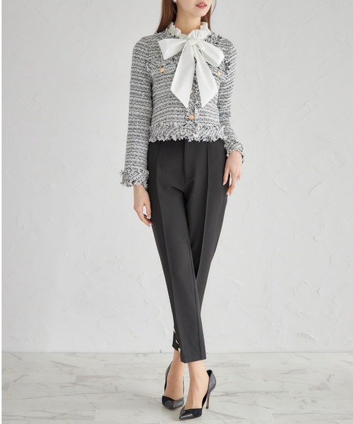 「tocco closet」 ツイードジャケット M サックスブルー レディース_画像9