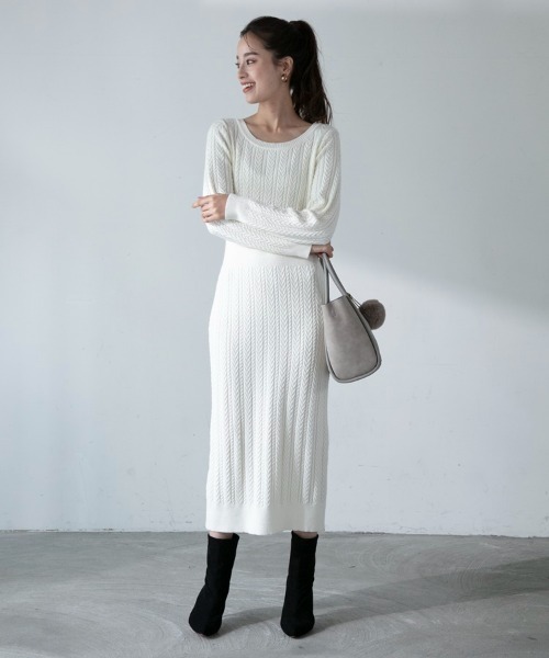 「M.deux」 ニットワンピース MEDIUM ブラック レディース_画像2