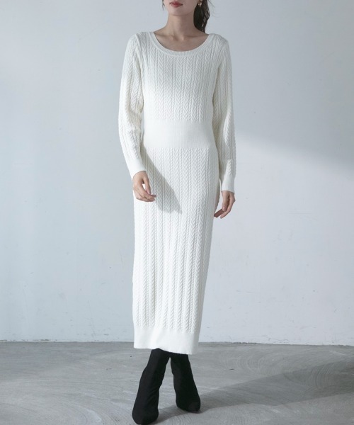 「M.deux」 ニットワンピース MEDIUM ブラック レディース_画像5