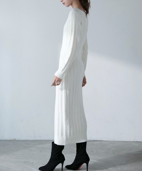 「M.deux」 ニットワンピース MEDIUM ブラック レディース_画像6