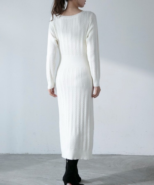 「M.deux」 ニットワンピース MEDIUM ブラック レディース_画像7