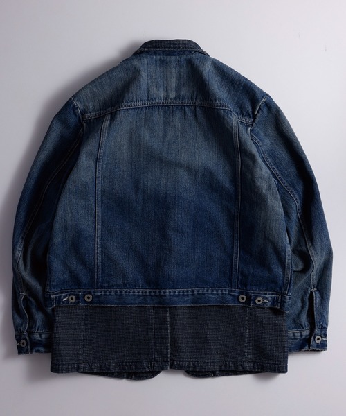 デニムジャケット gジャン FDMTL/ファンダメンタル/PLEATS LAPEL JACKET 3YR WASH メンズ レディースの画像