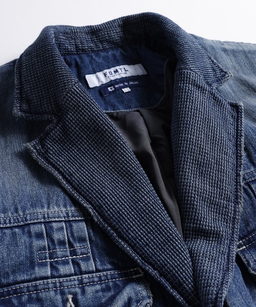 デニムジャケット gジャン FDMTL/ファンダメンタル/PLEATS LAPEL JACKET 3YR WASH メンズ レディースの画像