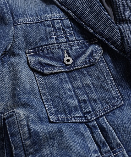 デニムジャケット gジャン FDMTL/ファンダメンタル/PLEATS LAPEL JACKET 3YR WASH メンズ レディースの画像