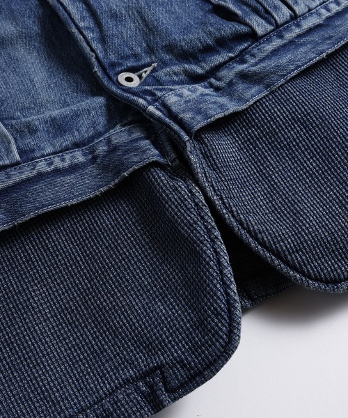デニムジャケット gジャン FDMTL/ファンダメンタル/PLEATS LAPEL JACKET 3YR WASH メンズ レディースの画像