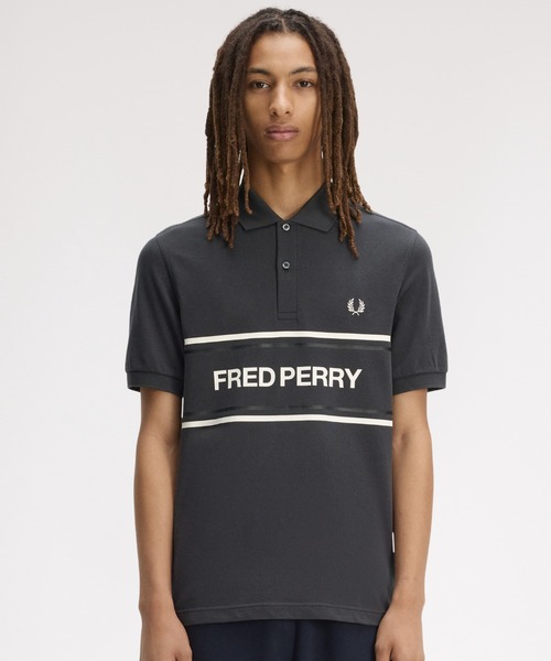 FRED PERRY 半袖ポロシャツ　XL ブラック　グレー　シンプル　定番 FRED PERRY（フレッドペリー） ポロシャツ 半袖 Fred Perry Graphic