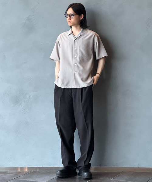 ADAM ET ROPE'（アダムエロペ） シャツ 半袖 スエードタッチレーヨン