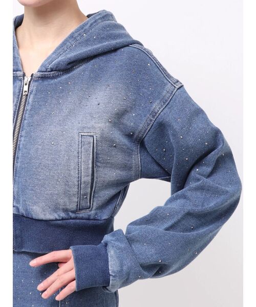 GYDA（ジェイダ） パーカー gradation bijouカットデニムパーカー