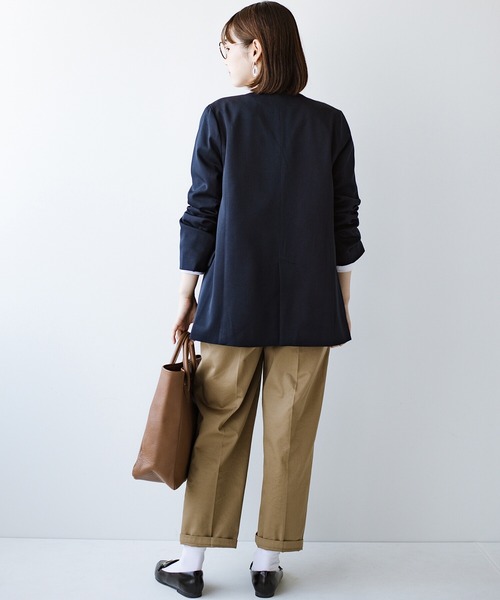 「haco!」 ノーカラージャケット MEDIUM ネイビー レディース_画像5