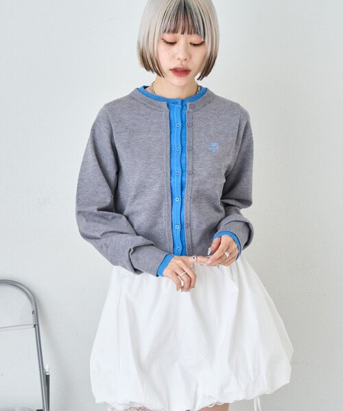 「w closet」 ニットカーディガン FREE ネイビー レディース_画像3