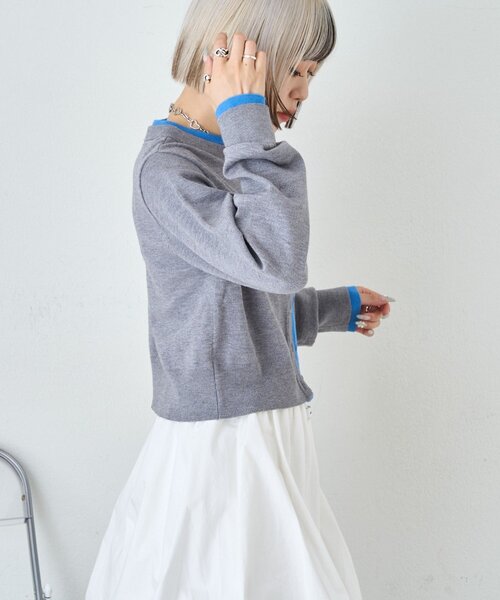 「w closet」 ニットカーディガン FREE ネイビー レディース_画像6