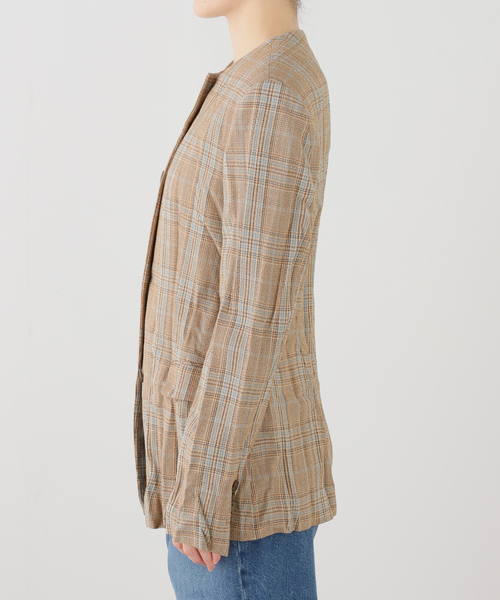 コート アウター RECTO/レクト CLINKLE VINTAGE CHECK JACKET (CAMEL) ジャケット RW26SWJK006CMの画像