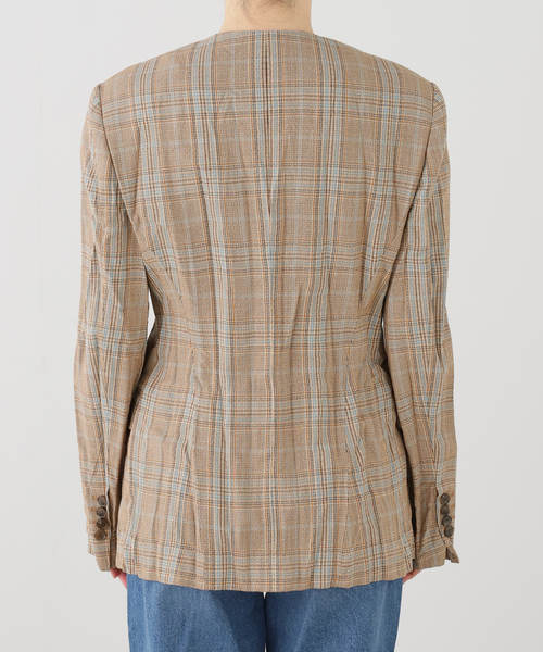 コート アウター RECTO/レクト CLINKLE VINTAGE CHECK JACKET (CAMEL) ジャケット RW26SWJK006CMの画像
