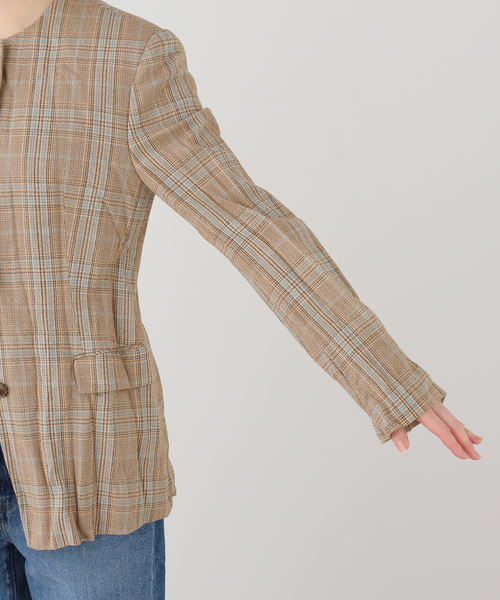 コート アウター RECTO/レクト CLINKLE VINTAGE CHECK JACKET (CAMEL) ジャケット RW26SWJK006CMの画像