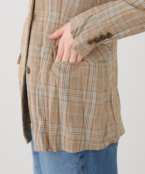 コート アウター RECTO/レクト CLINKLE VINTAGE CHECK JACKET (CAMEL) ジャケット RW26SWJK006CMの画像