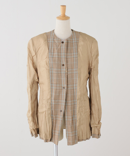 コート アウター RECTO/レクト CLINKLE VINTAGE CHECK JACKET (CAMEL) ジャケット RW26SWJK006CMの画像