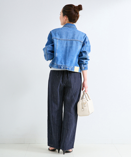 ワイドパンツ パンツ 「追加」「S/Mサイズ展開」手洗い可 / フレンチリネンストレートパンツ レディースの画像