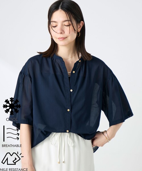 NOLLEY'S（ノーリーズ） ブラウス シャツ ウォッシャブル袖2WAYシアー