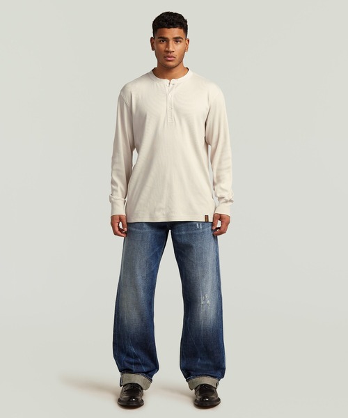 G-STAR RAW ヘンリーネック tシャツ Shrunken Slim Rib Henley/スリム