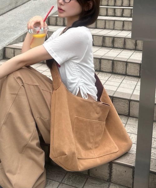 Ada. トートバッグ 2WAY フェイクレザー/スエード バイカラー スクエア