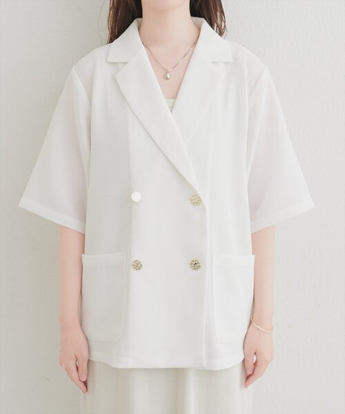 natural couture ジャケット テーラードジャケット メッシュWテーラー 