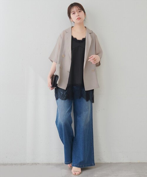 natural couture ジャケット テーラードジャケット メッシュWテーラー 