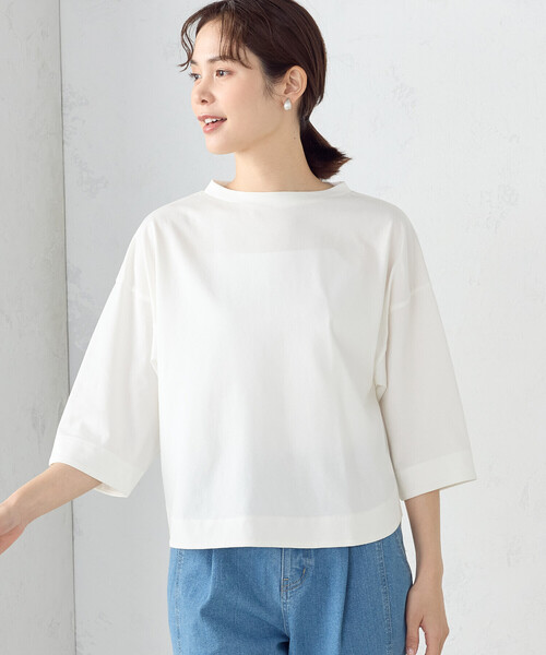 「COMME CA ISM」 7分袖カットソー MEDIUM ネイビー レディース_画像5