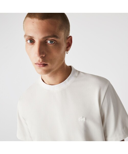 【LACOSTE】ウルトラライト ジャカードネック ピケ Tシャツ LACOSTE ウルトラ ライト ピケ ロゴ ジャカード カラー Tシャツ