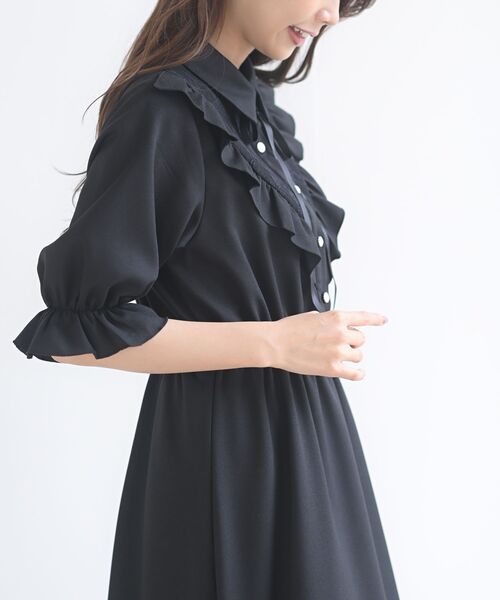 r・p・s ワンピース 無地×レースフリル付きワンピース