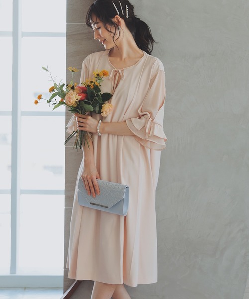 結婚式 ピンク　niana 授乳口付きマタニティパーティードレスワンピース 授乳口付きマタニティパーティードレスワンピース 結婚式