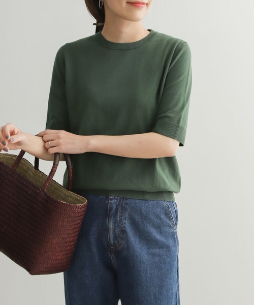 新品タグ付◉ DOORS ハイツイストコットンハーフスリーブニット　ブラック URBAN RESEARCH DOORS（アーバンリサーチドアーズ）の「ハイツイスト