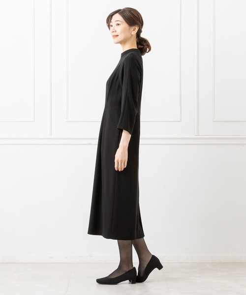 洗えるノーカラージャケット×ロング丈ワンピースセットアップ「喪服 