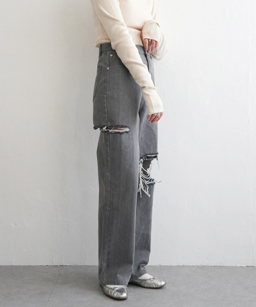 VENCE EXCHANGE ワイドパンツ ジーンズ デニム デニムパンツ ダメージ