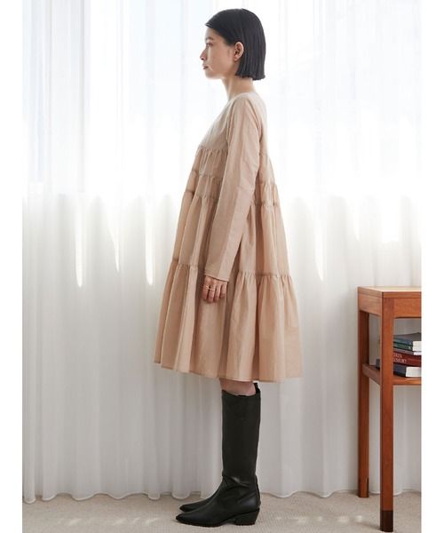 gumzzi::ツイード ボウタイ ミニワンピース to26998[RESALE] セール 30%OFF】バックボウタイティアードミニワンピース