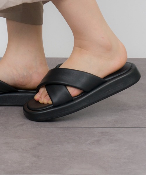 サンダル 「VINILO/ヴィニーロ」厚底 クロスサンダル 厚底サンダル  