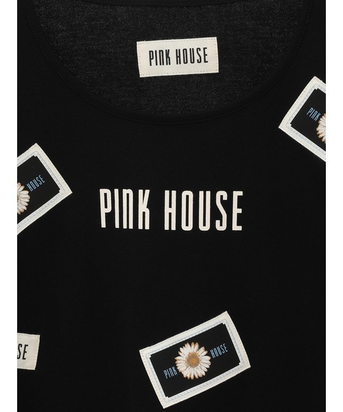 【美品】ピンクハウス　不思議な国のアリス　カットソー　ワッペン　綿100% L PINK HOUSE tシャツ ひな菊ワッペン使いカットソー レディース